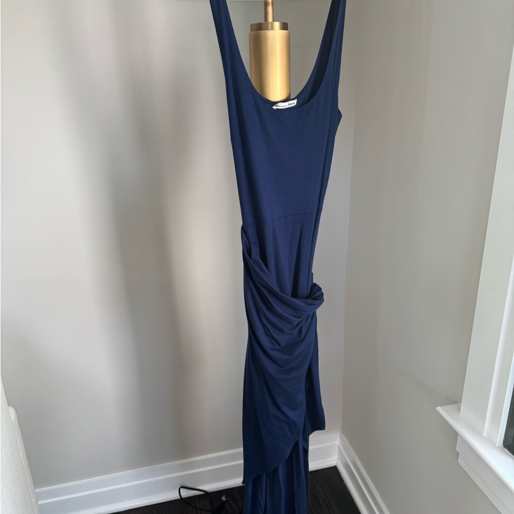 Reformation Navy Cross Tie Dress